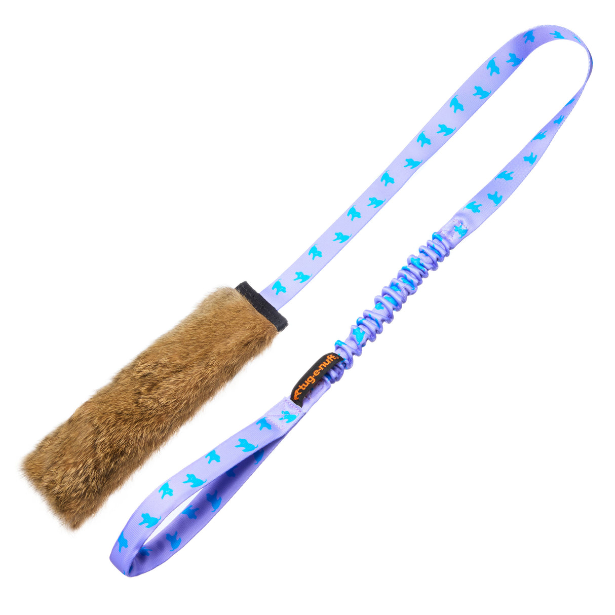 Tug-E-Nuff Rabbit Fur Squeaky Bungee Chaser Tug Toy