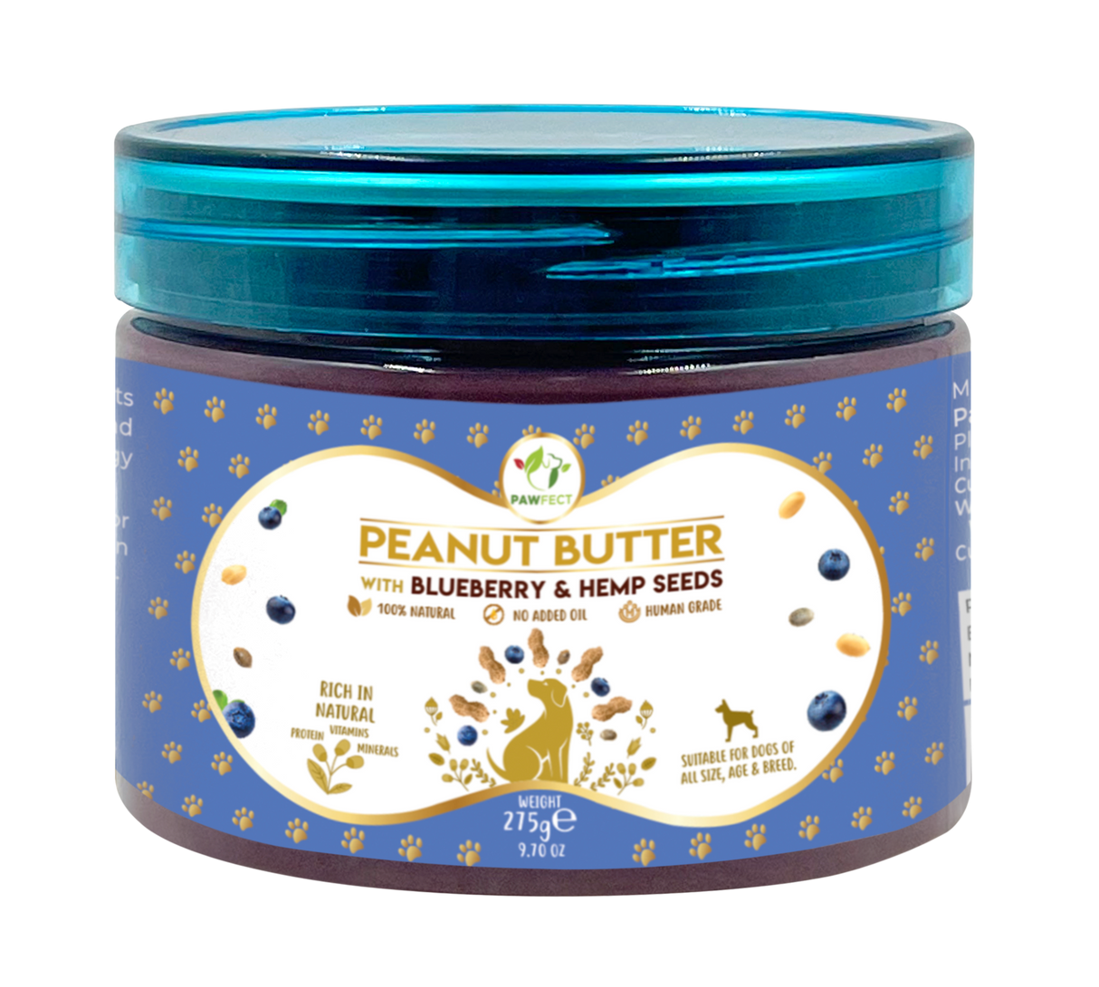 Pawfect Peanut Butter for Dogs: Blueberry & Hempseeds