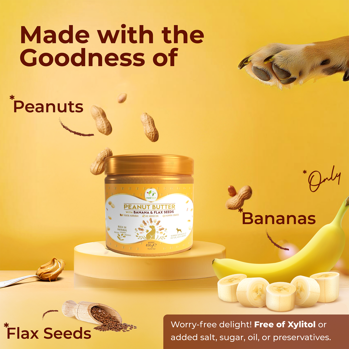 Pawfect Peanut Butter for Dogs: Banana & Flaxseeds