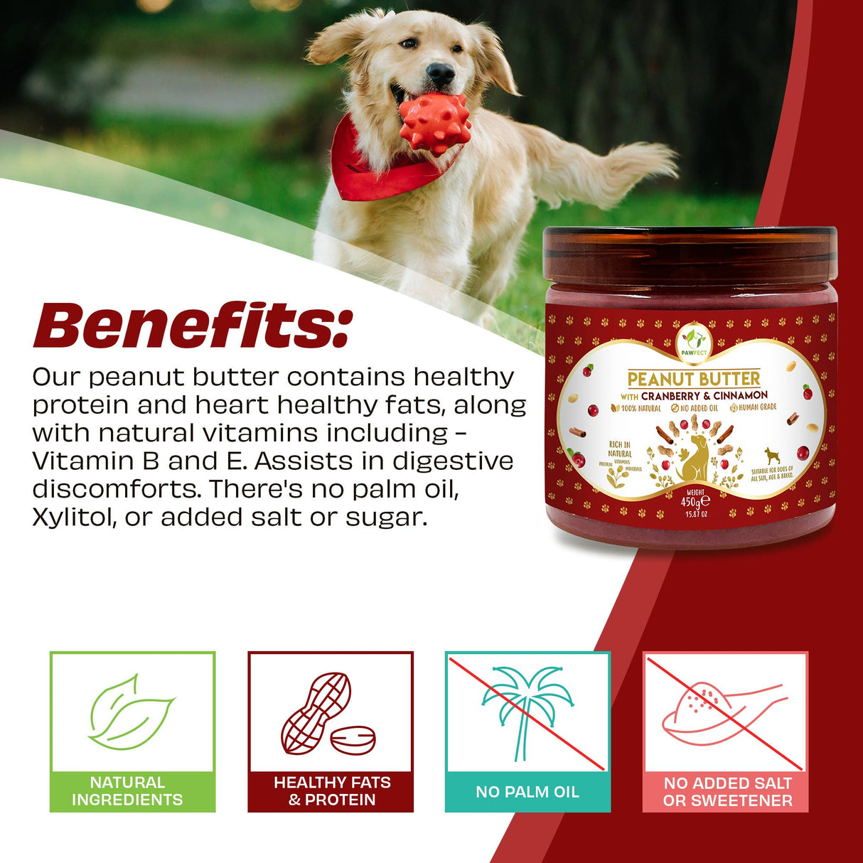 Pawfect Peanut Butter for Dogs: Cranberry & Cinnamon