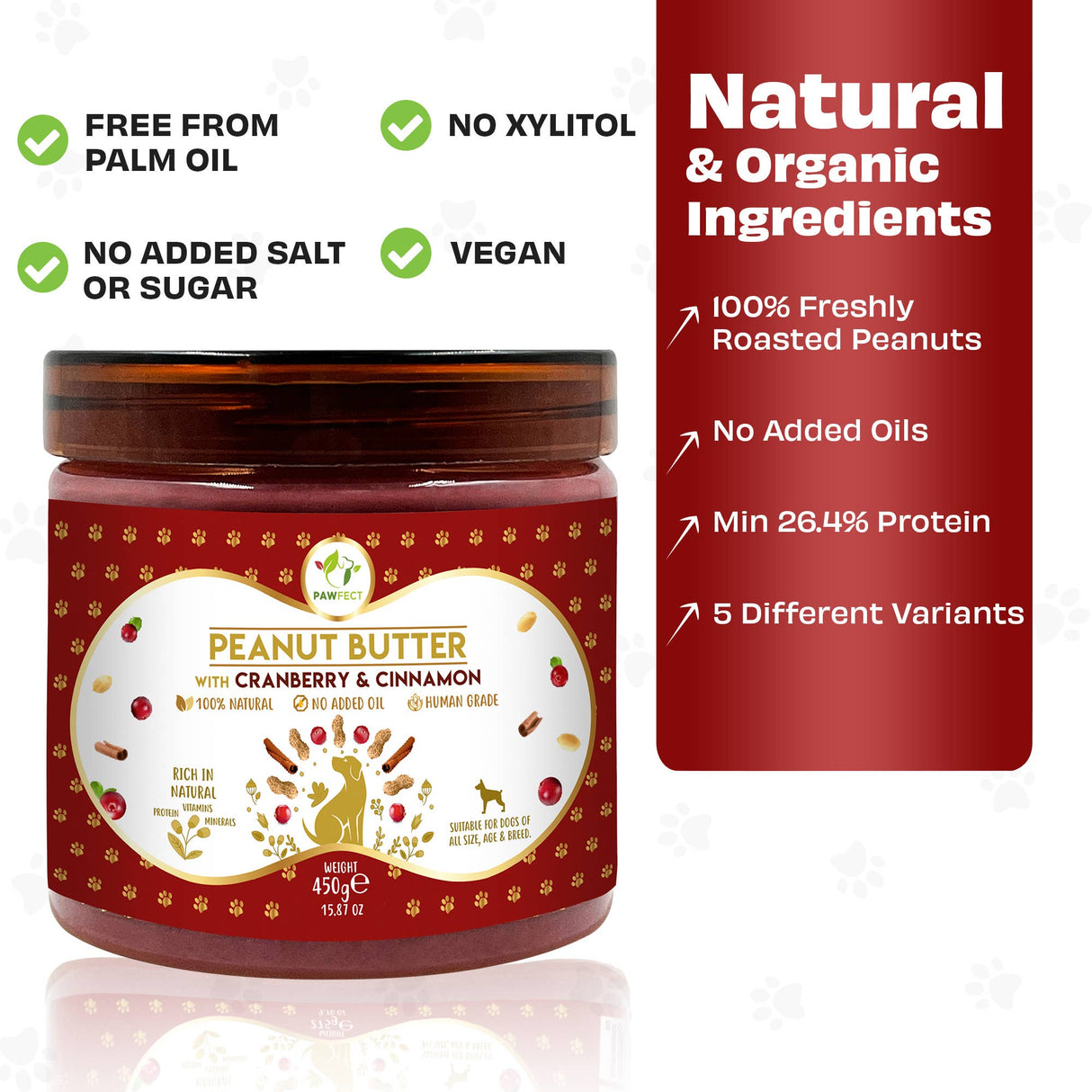 Pawfect Peanut Butter for Dogs: Cranberry & Cinnamon