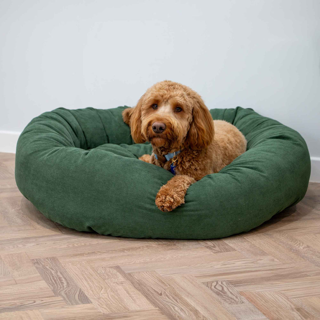 Sleepy Paws Luxury Corduroy Donut Dog Bed - Forest Green