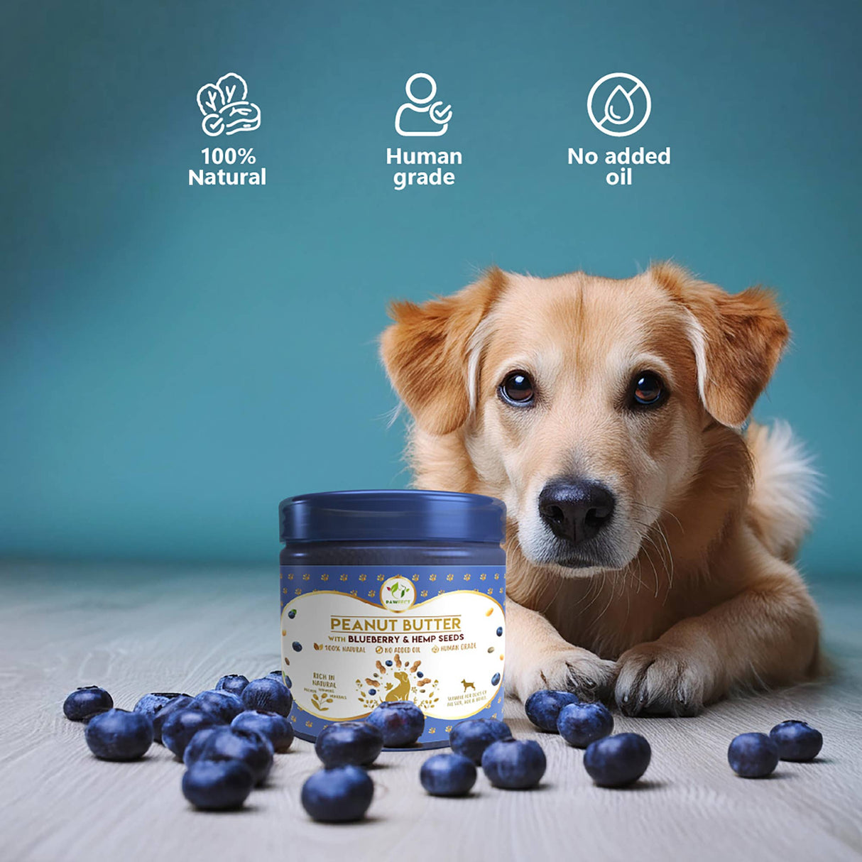 Pawfect Peanut Butter for Dogs: Blueberry & Hempseeds