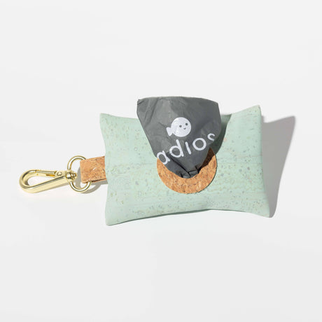 Adios Handmade Natural Cork Poo Bag Holders with 1 Roll of Compostable Poop Bags