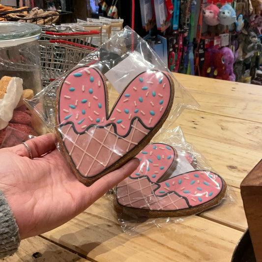 Nelsons Treats Pink Ice Cream Heart Dog Iced Biscuit