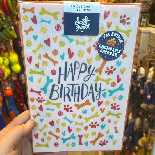 Scoff Paper Edible Card Happy Birthday Cheddar