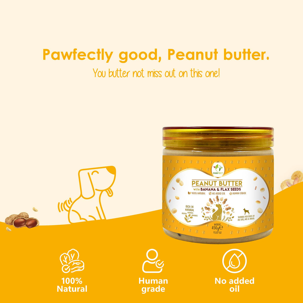 Pawfect Peanut Butter for Dogs: Banana & Flaxseeds
