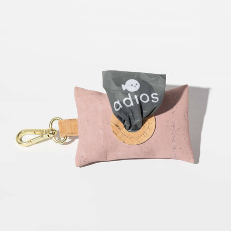 Adios Handmade Natural Cork Poo Bag Holders with 1 Roll of Compostable Poop Bags