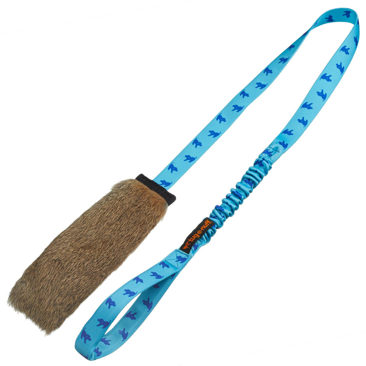 Tug-E-Nuff Rabbit Fur Squeaky Bungee Chaser Tug Toy
