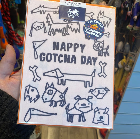 Scoff Paper Edible Card For Dogs - Happy Gotcha Day Cheese