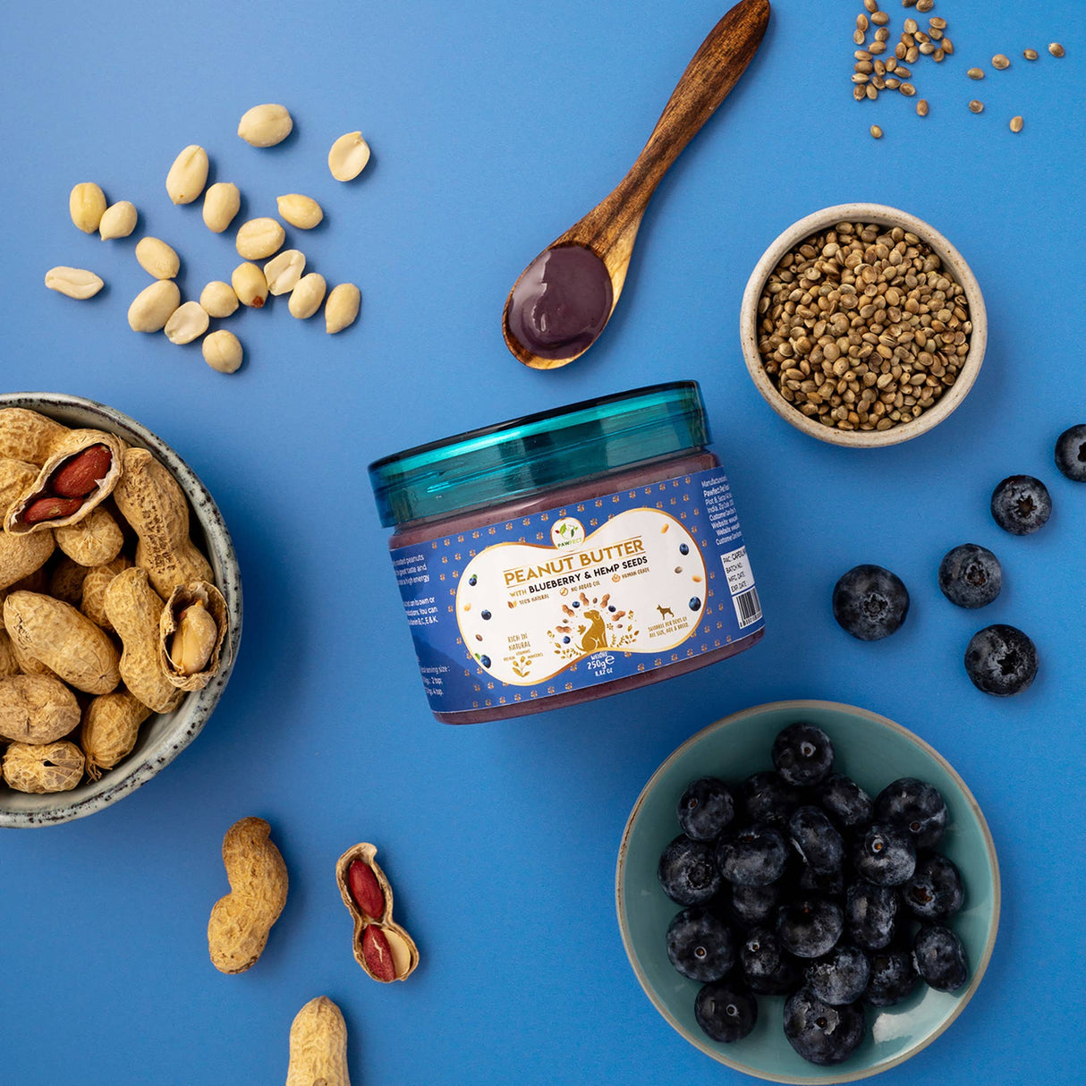 Pawfect Peanut Butter for Dogs: Blueberry & Hempseeds