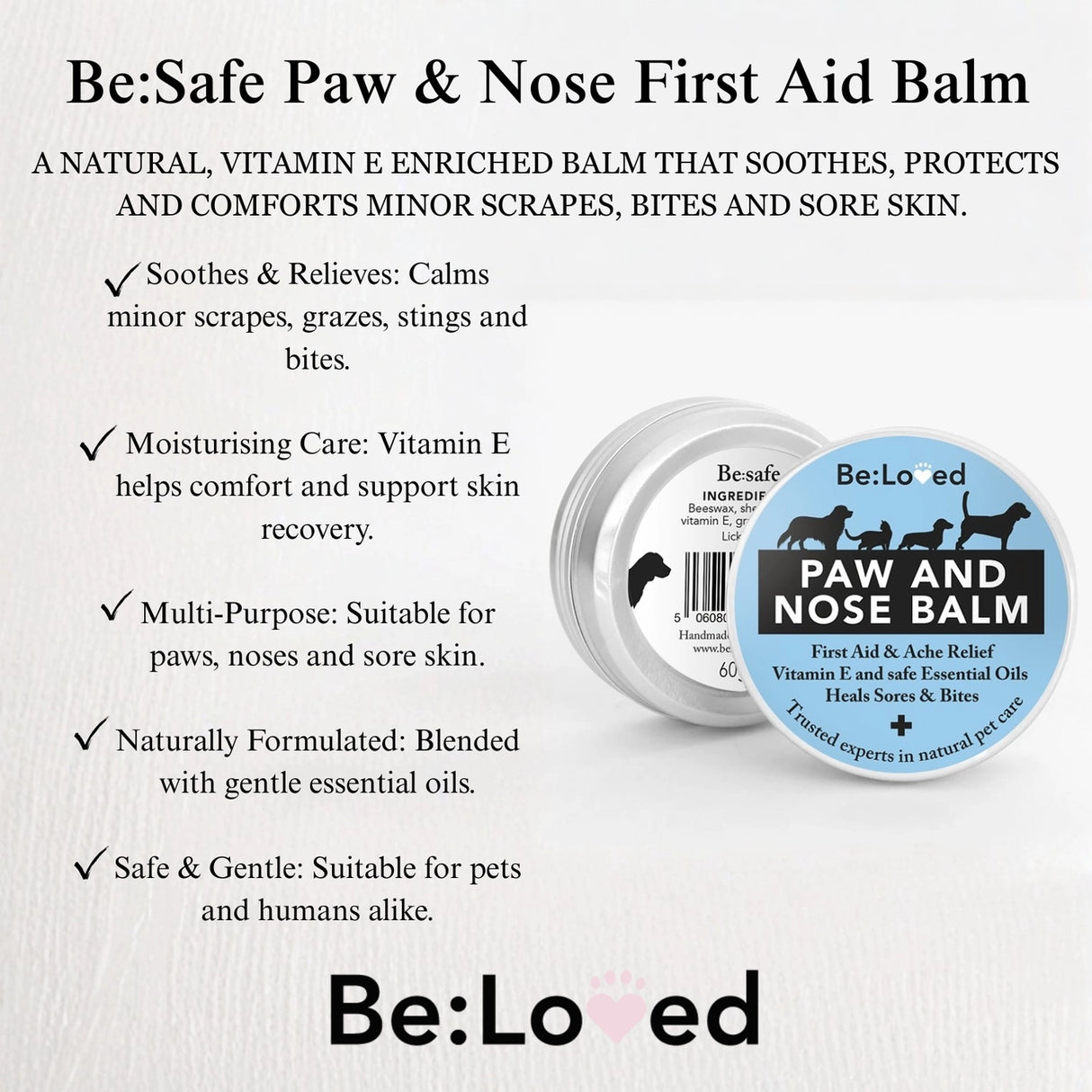 BeLoved Be Safe Pet Paw Balm First Aid and Ache