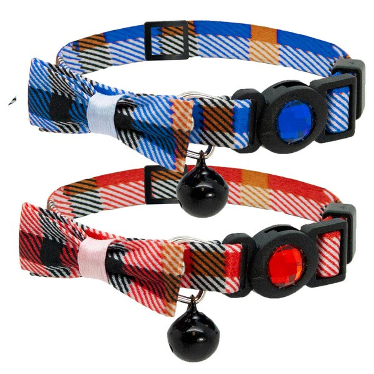 Cat Circus Collar Jewelled Tartan Bow