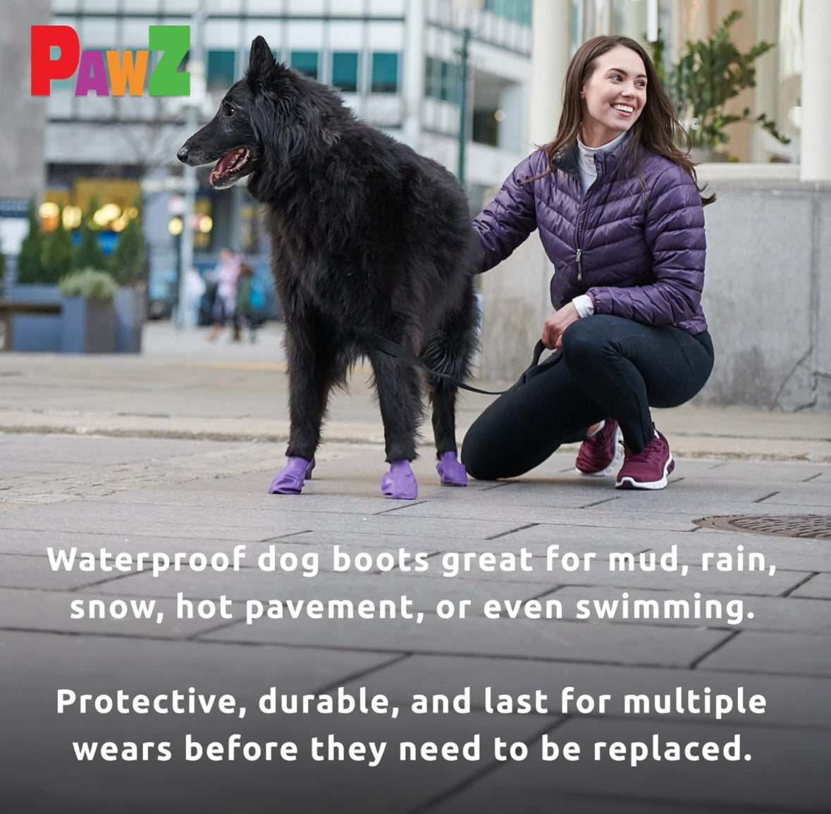 Paws Rubber Dog Boots Black