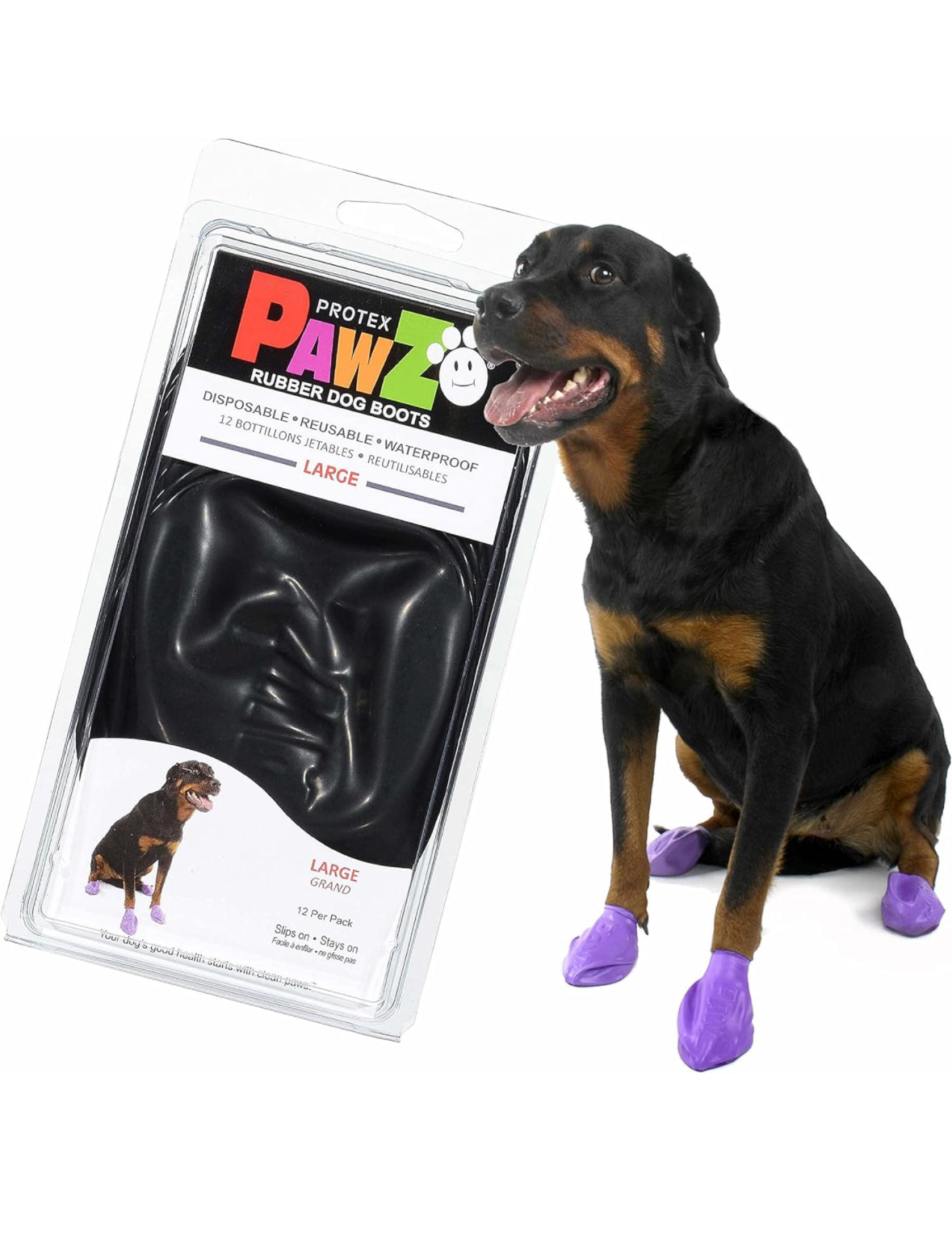 Paws Rubber Dog Boots Black