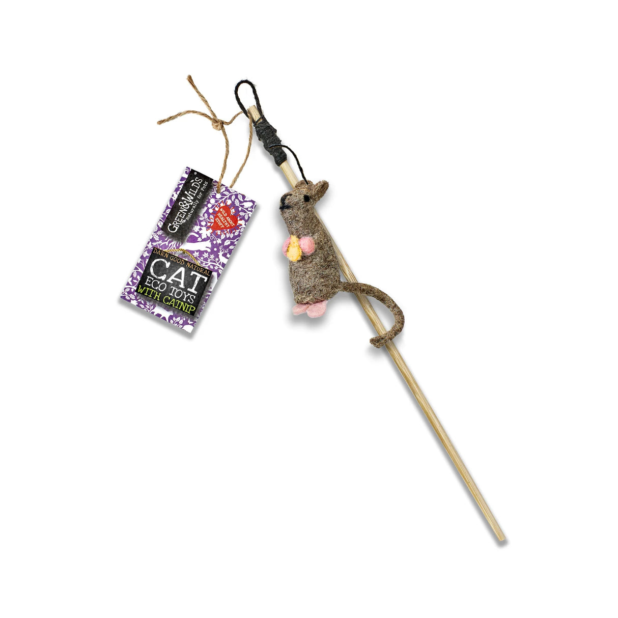 Green&Wilds Baby Belle Mouse, Eco Teaser Toy With Catnip