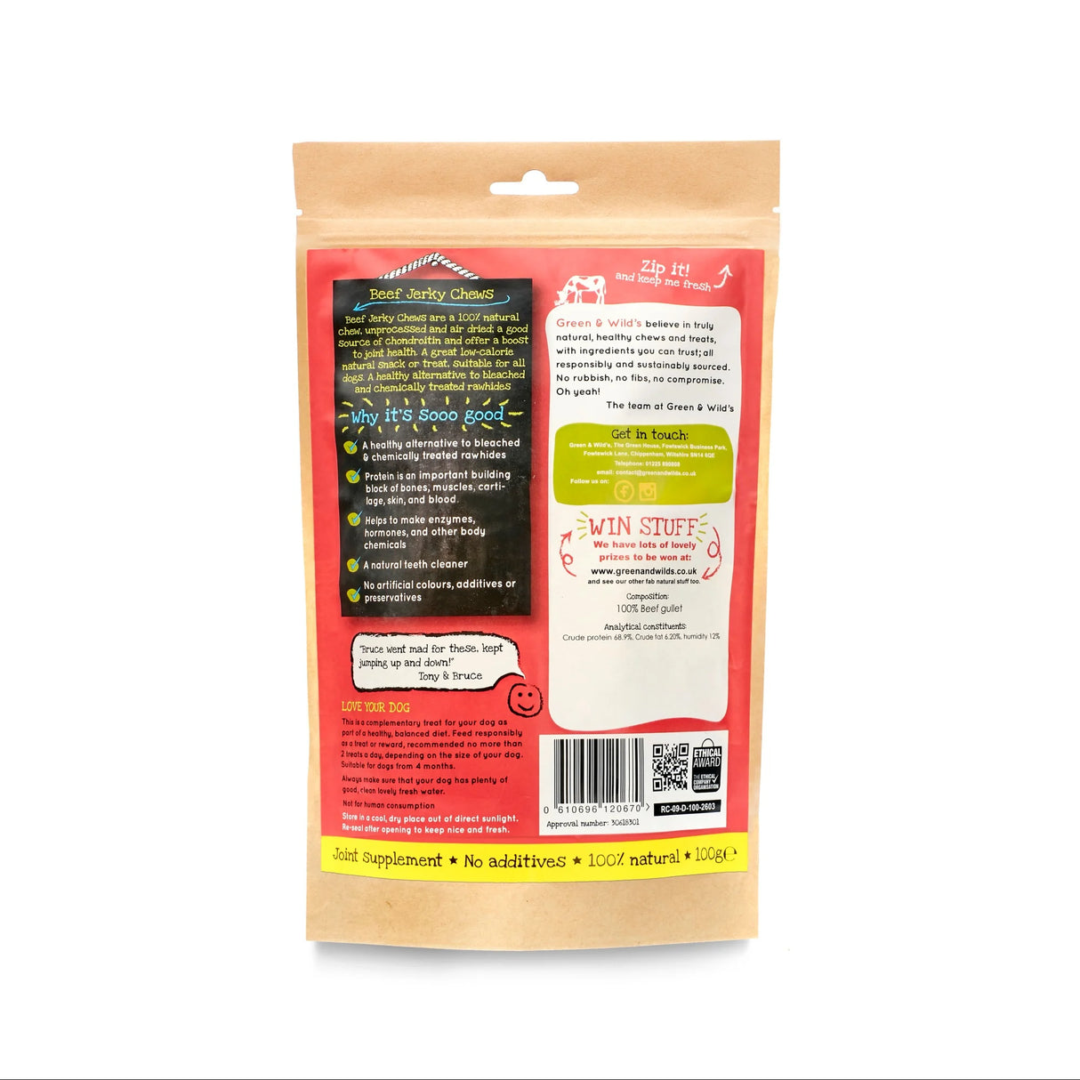 Green&Wilds Beef Jerky Chews 100g