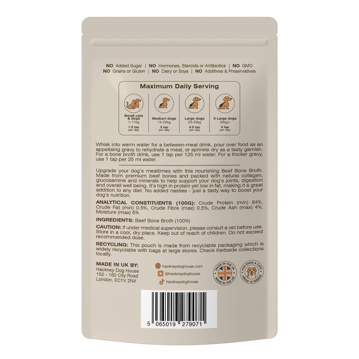 Hackney Dog House Beef Bone Broth for Dogs 180g