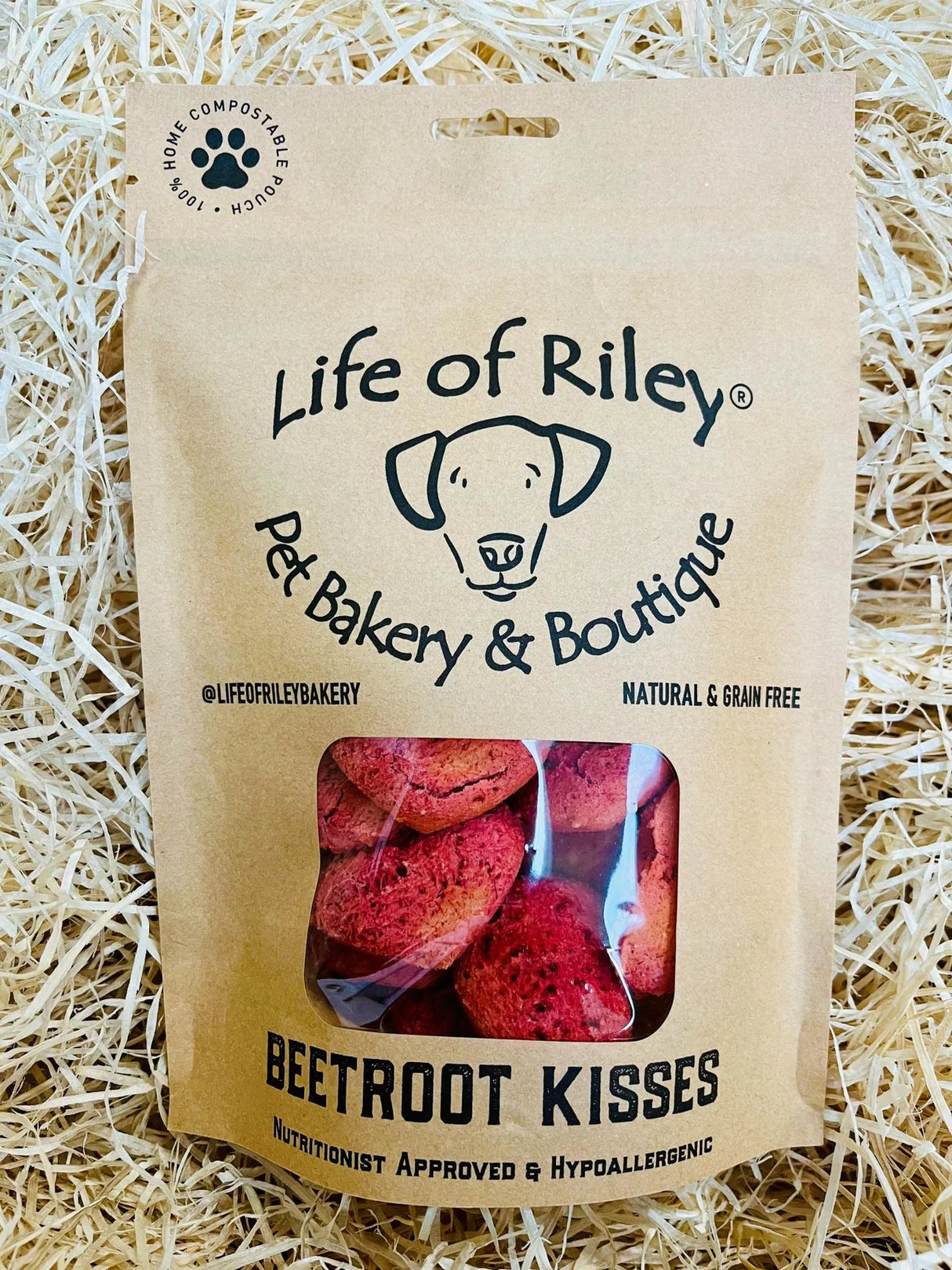 Life of Riley Dog Bakery Beetroot Kisses - Grain Free Natural Dog Treats 100g