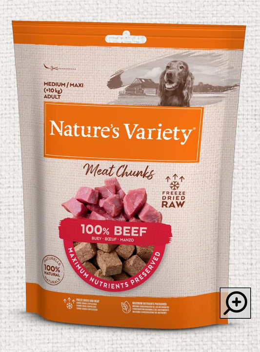 Natures Variety Freeze Dried Meat Chunks 100% BEEF CHUNKS FOR ADULT DOGS