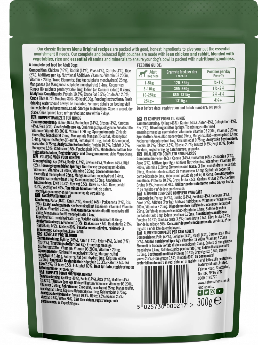 Natures Menu Complete Meal Light Chicken and Rabbit Adult Dog Food Pouch 300g