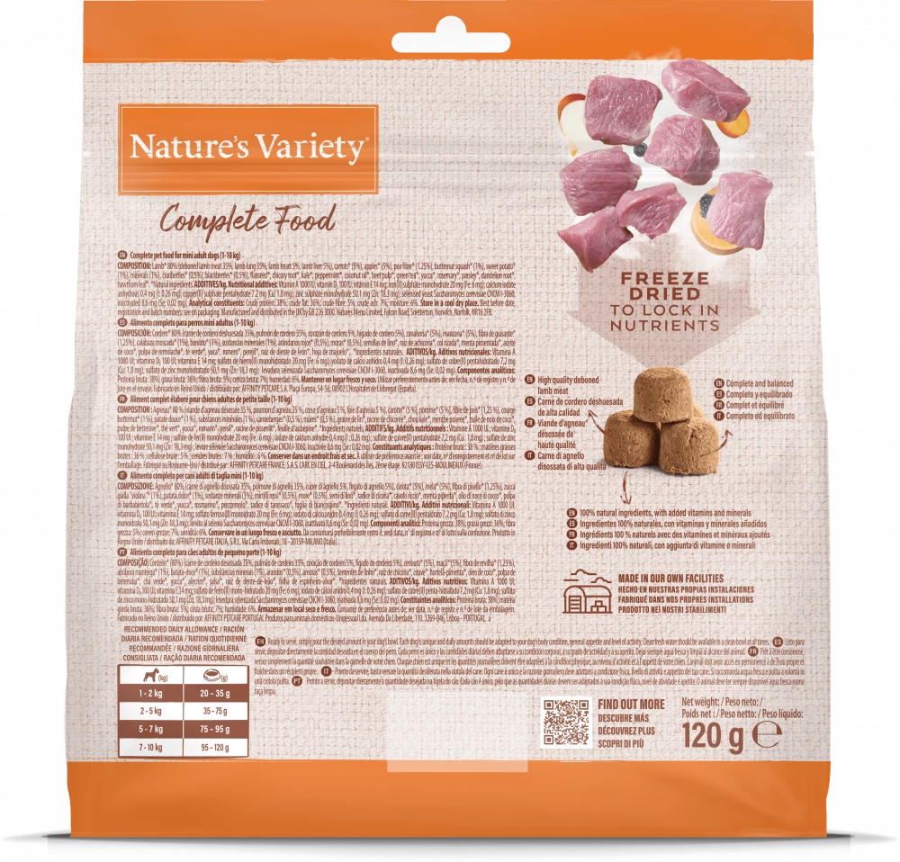 Natures Variety Freeze Dried Complete Food Lamb 120g