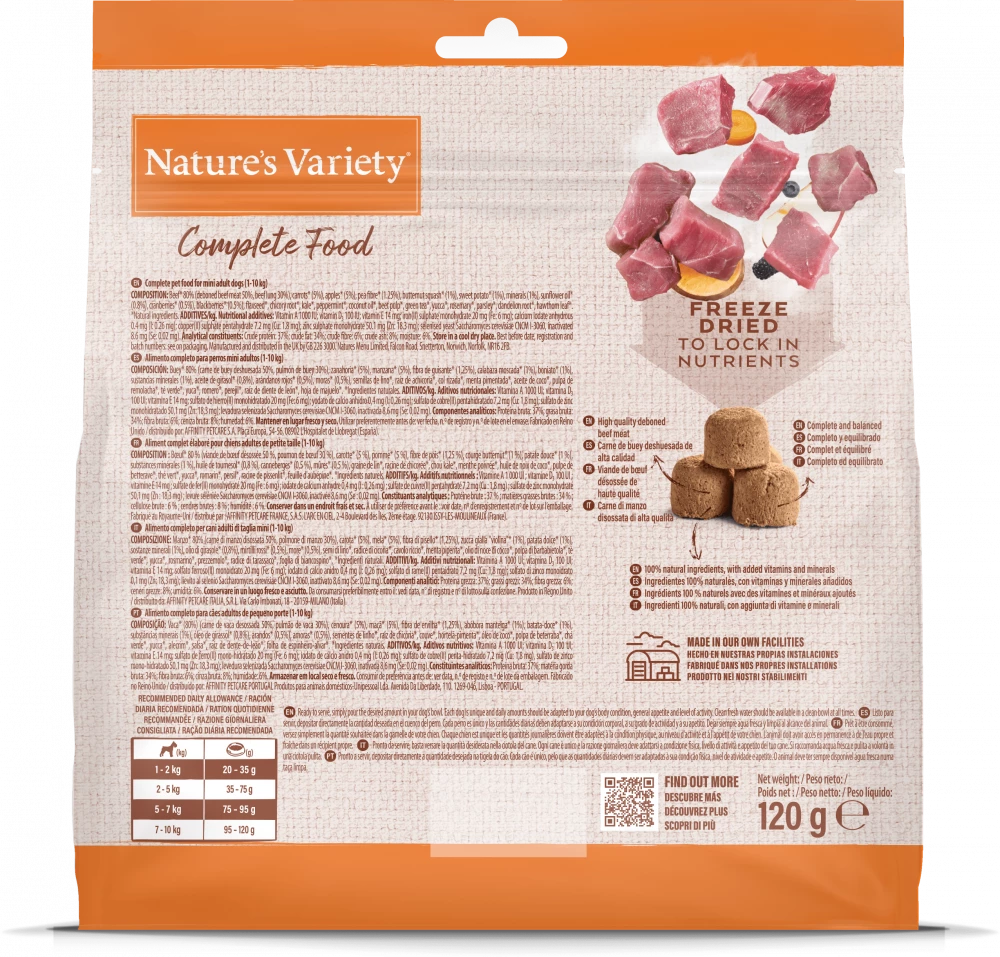 Natures Variety Freeze Dried Complete Food Beef 120g