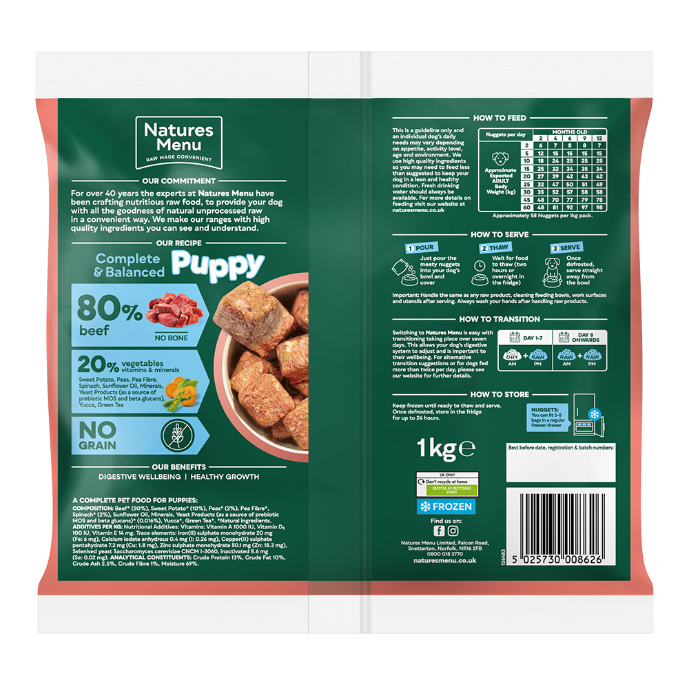 Natures Menu Frozen Country Hunter Beef Puppy 1kg - In Shop or Pickup only