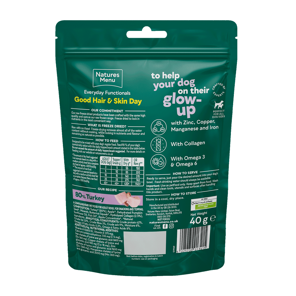 Natures Menu Good Hair & Skin Day Functional Freeze Dried Dog Treats 40g