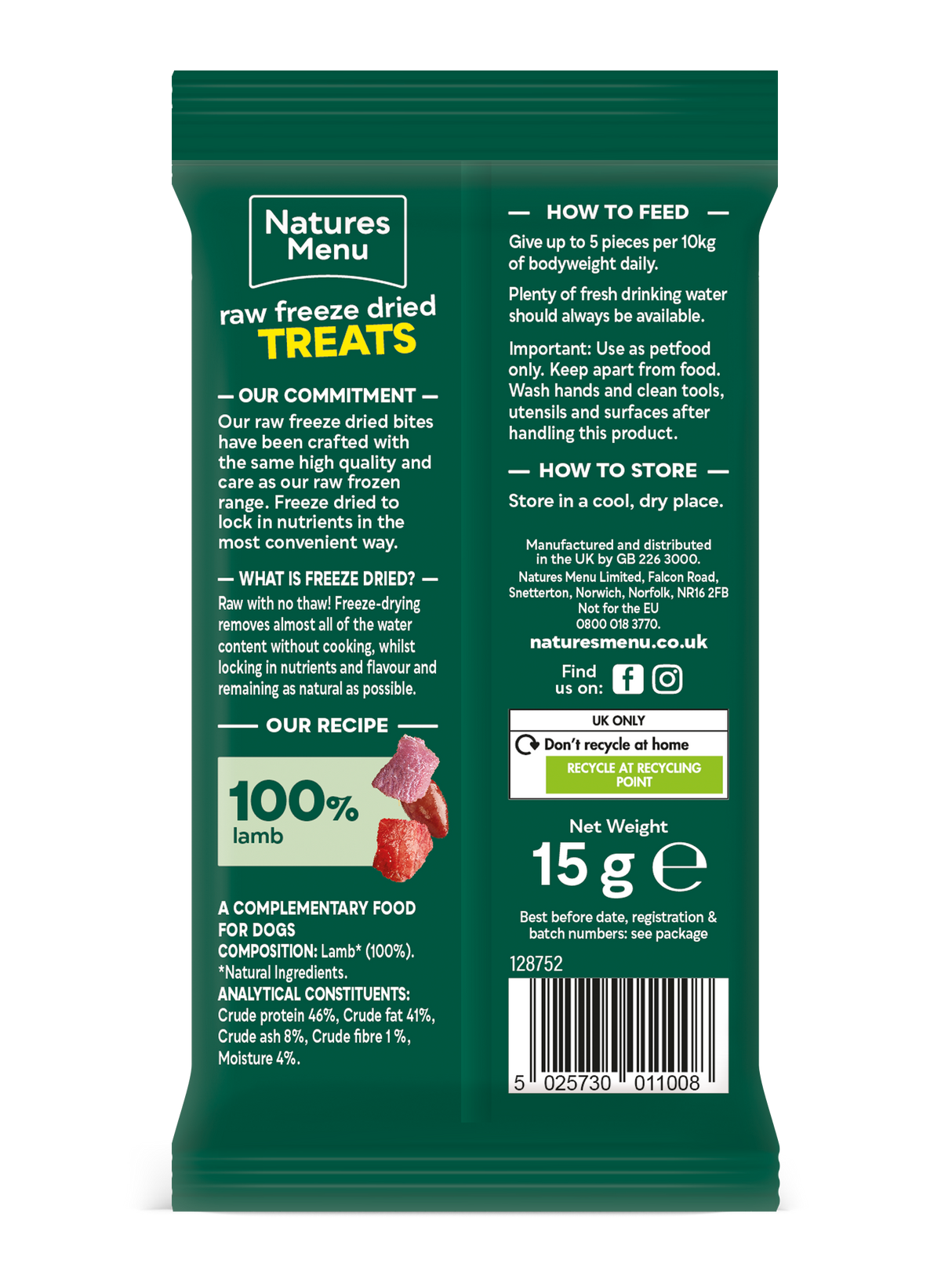 Natures Menu Raw Freeze Dried Lamb Bites 15g