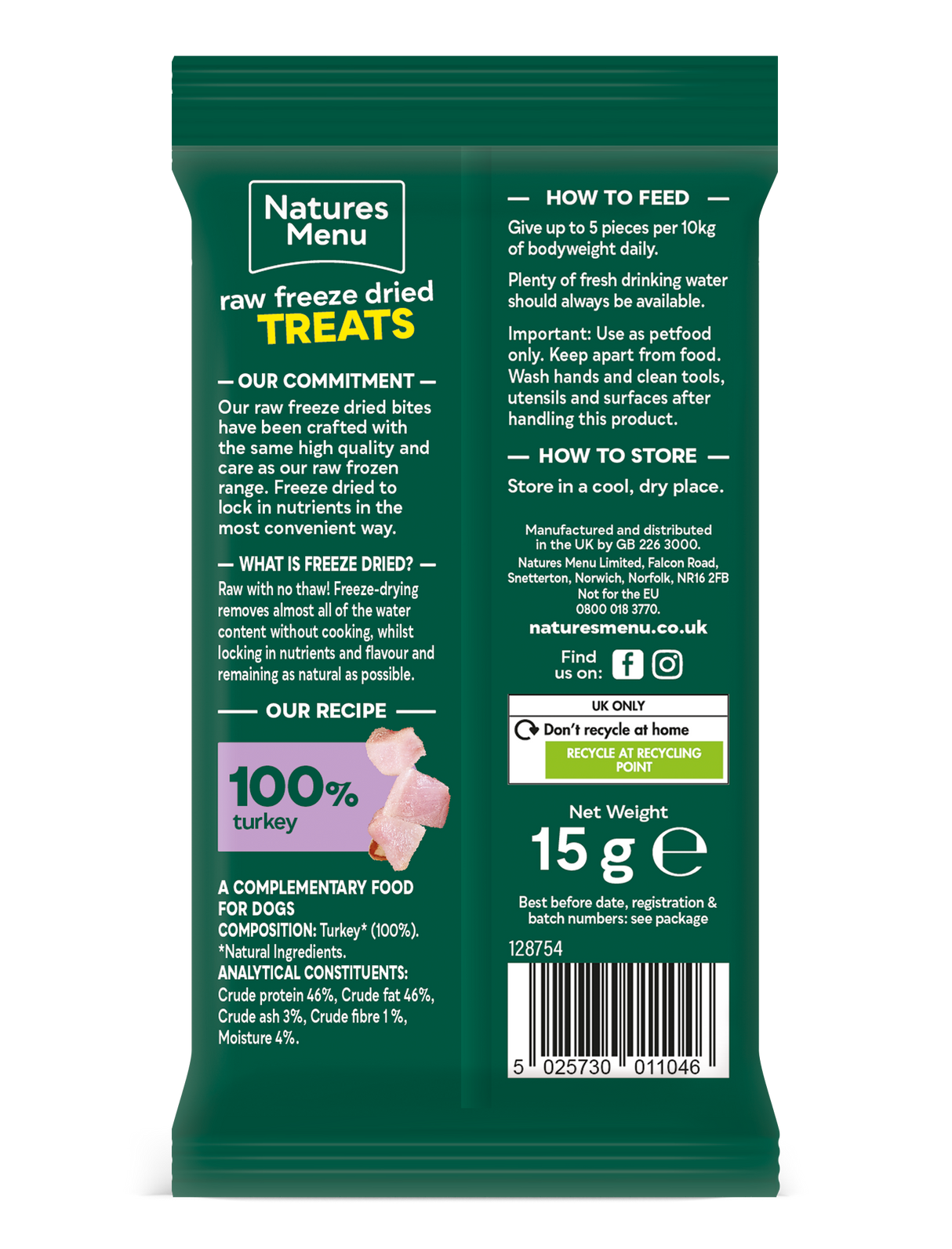 Natures Menu Raw Freeze Dried Turkey Bites 15g