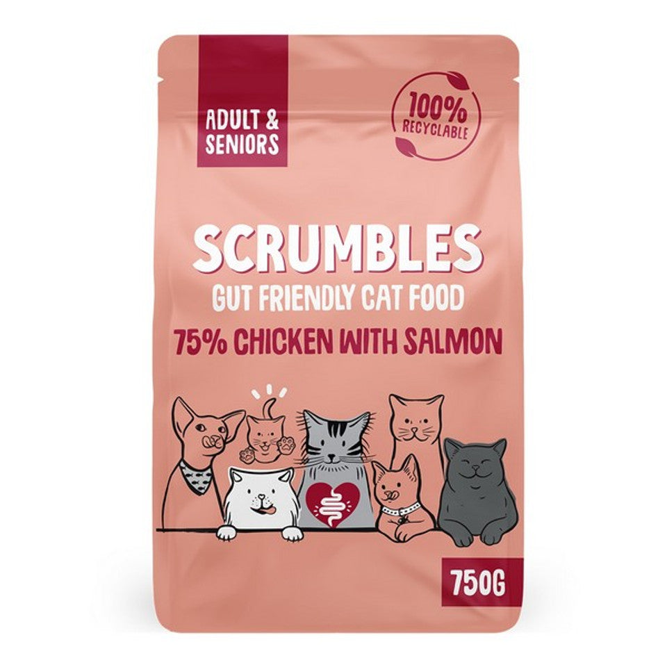 Scrumbles Dry Cat Food Adult Salmon 750g