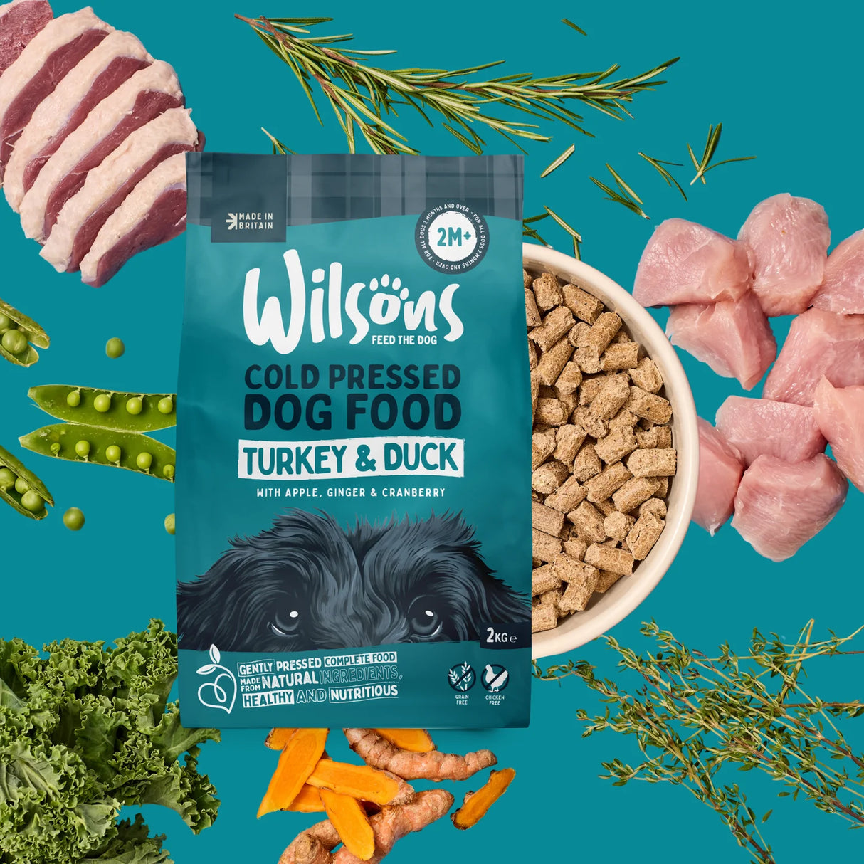 Wilsons Farmhouse Turkey & Duck Premium British Cold Pressed Dog Food