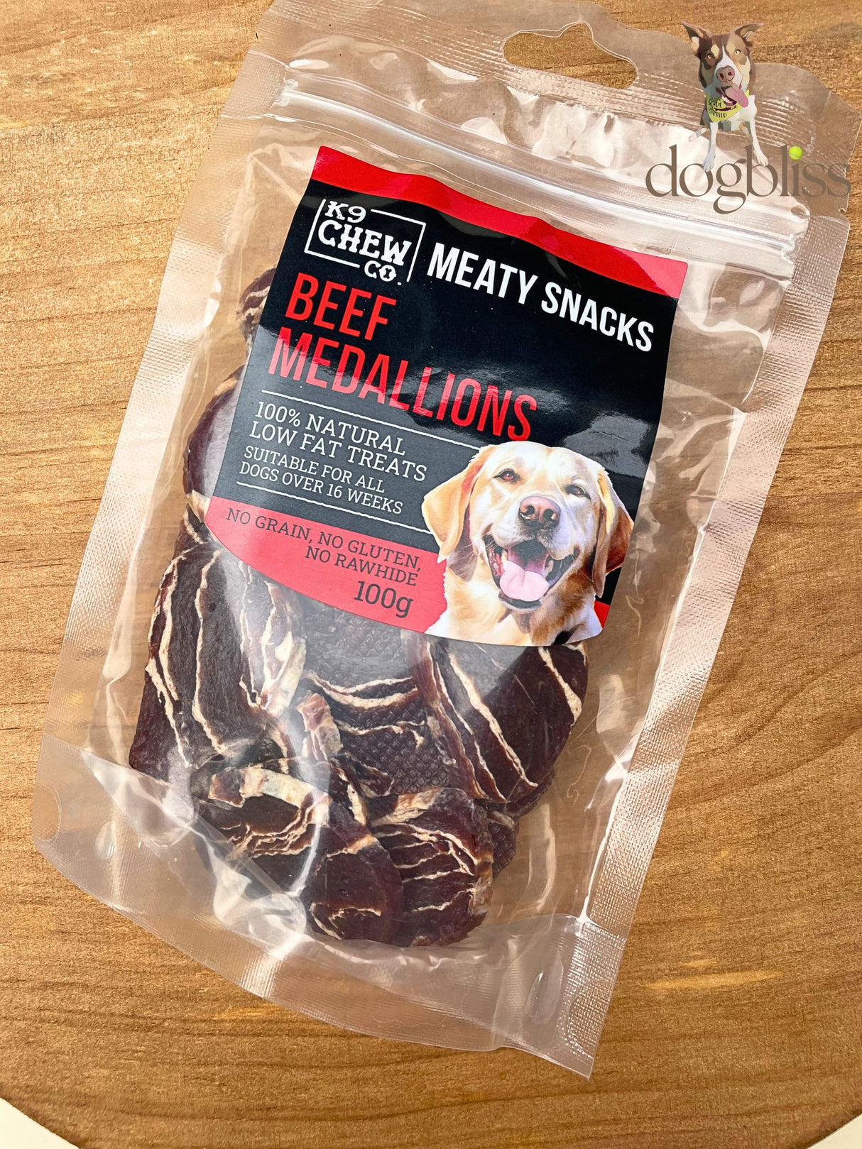 K9 Chews Meaty Snacks Beef Medallions 100g
