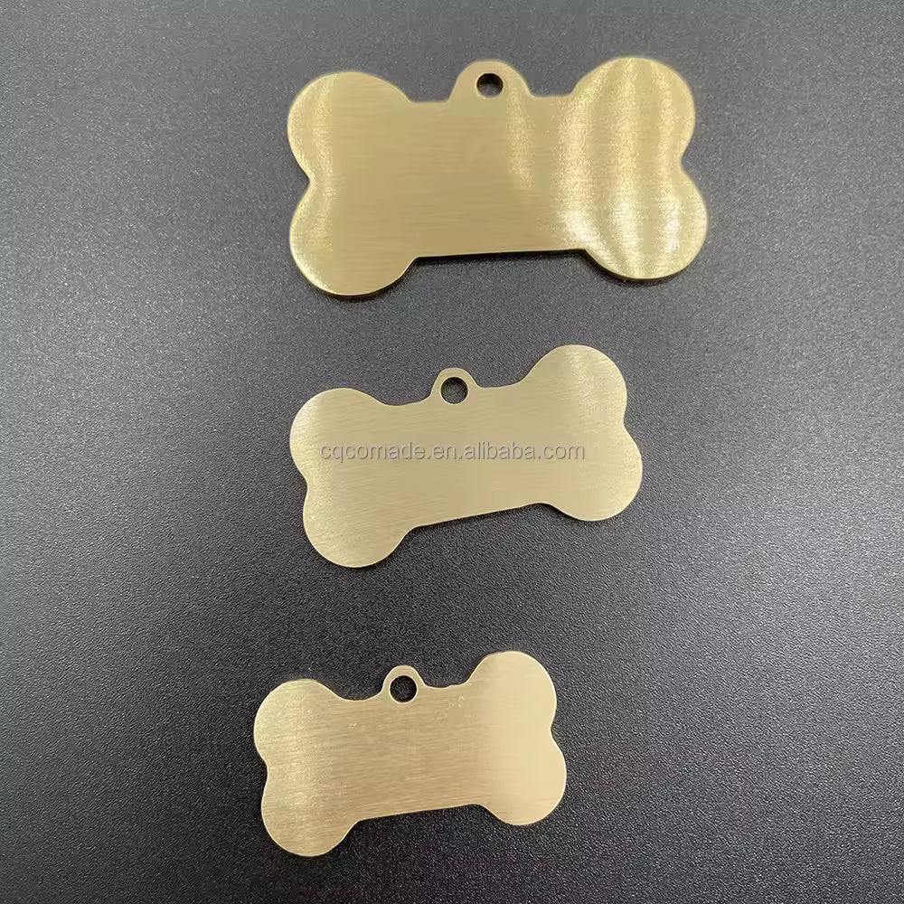 Personalised Bone Dog Tag Brass Pet ID Tag