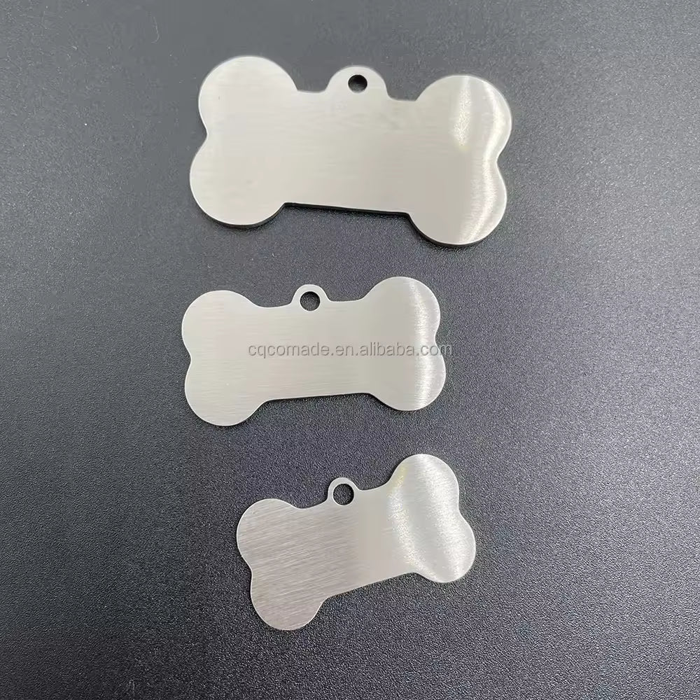Personalised Bone Dog Tag Stainless Steel Pet ID Tag SILVER