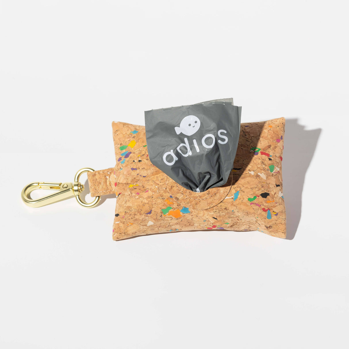 Adios Handmade Natural Cork Poo Bag Holders with 1 Roll of Compostable Poop Bags