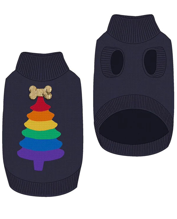 Christmas Dog Jumper - Rainbow Christmas Tree