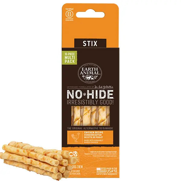 Earth Animal No-Hide Chicken STIX Dog Treats 10x