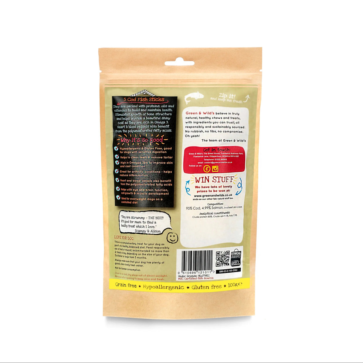 Green&Wilds Cod Fish Sticks 100g