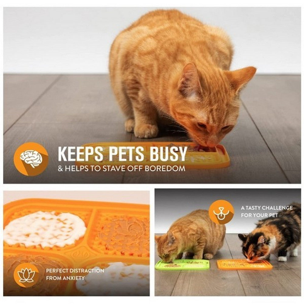 Hyper Pet IQ Treat Mat Reward and Calm Orange and Green 2pack Small