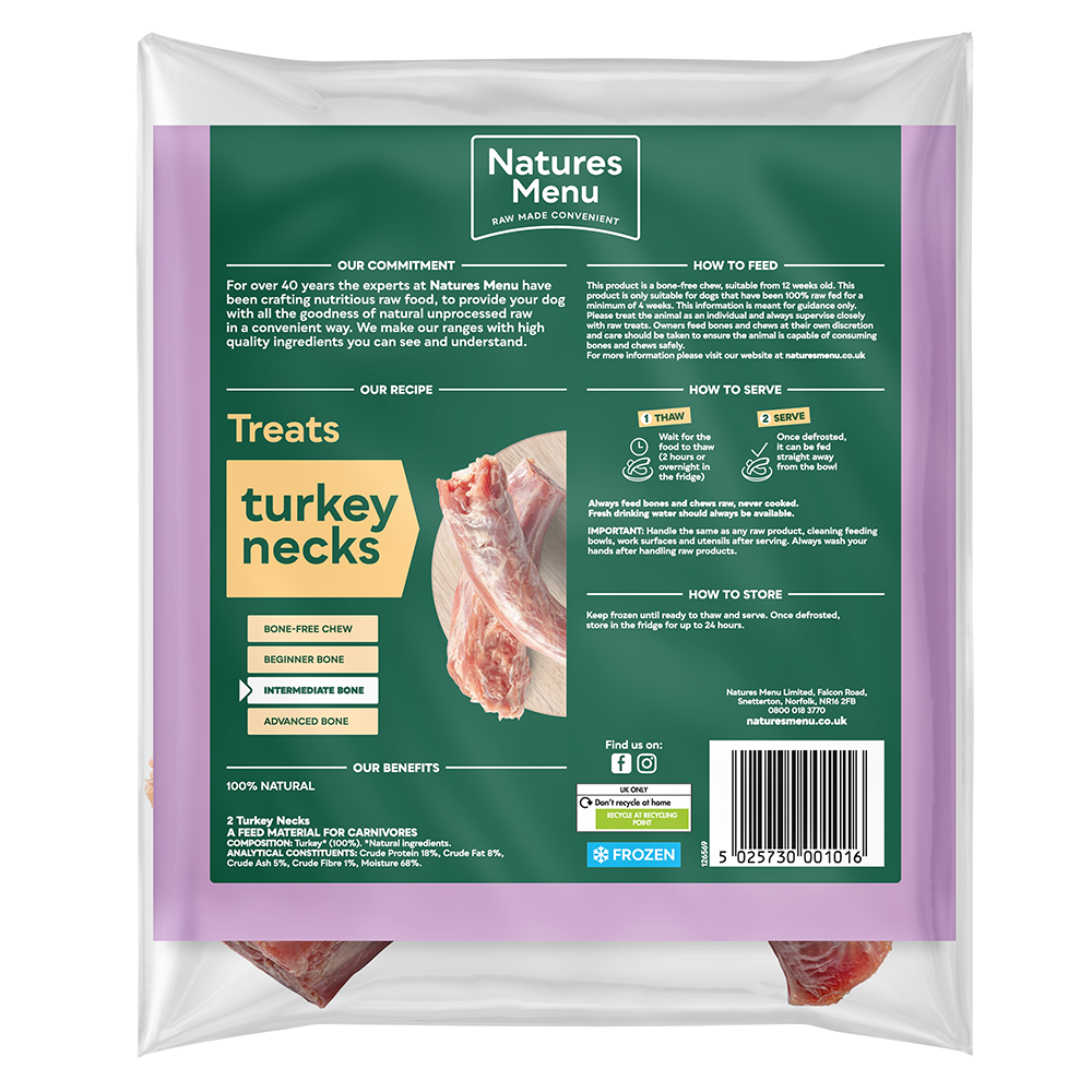 Natures Menu Frozen Chews Raw Turkey Necks - In Shop or Pickup only