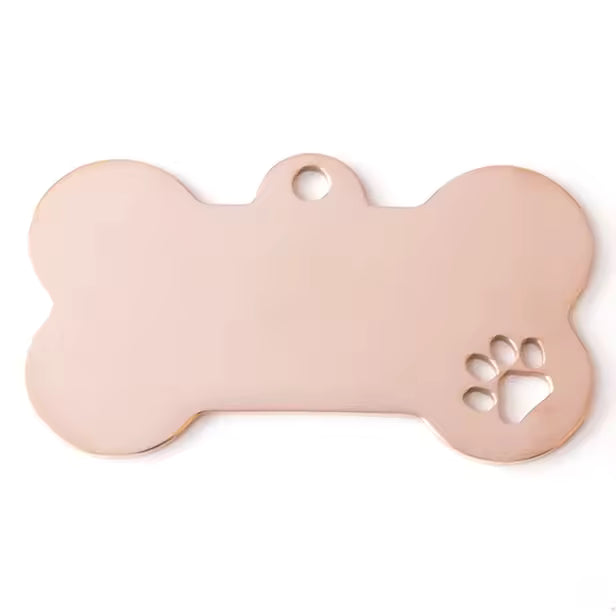 Personalised Bone Dog Tag Stainless Steel Hollow-out Paw Print Pet ID Tag ROSE GOLD
