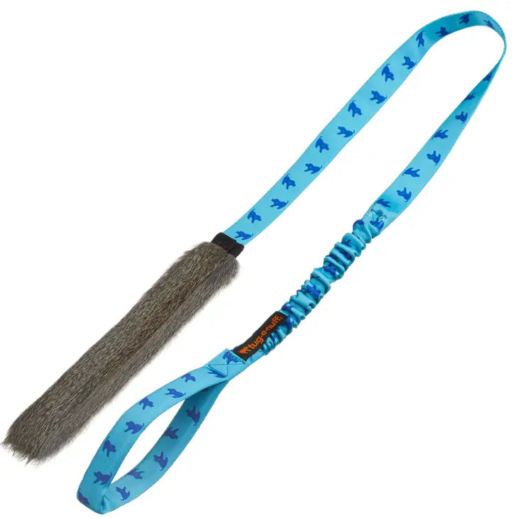 Tug-E-Nuff Rabbit Fur Squeaky Bungee Chaser Tug