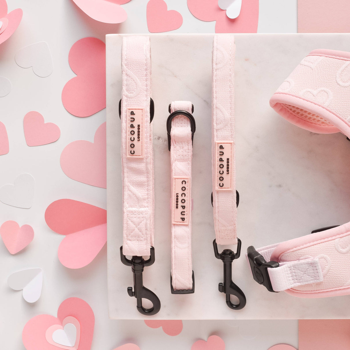 Cocopup Luxe Dog Leash - Baby Pink Heart