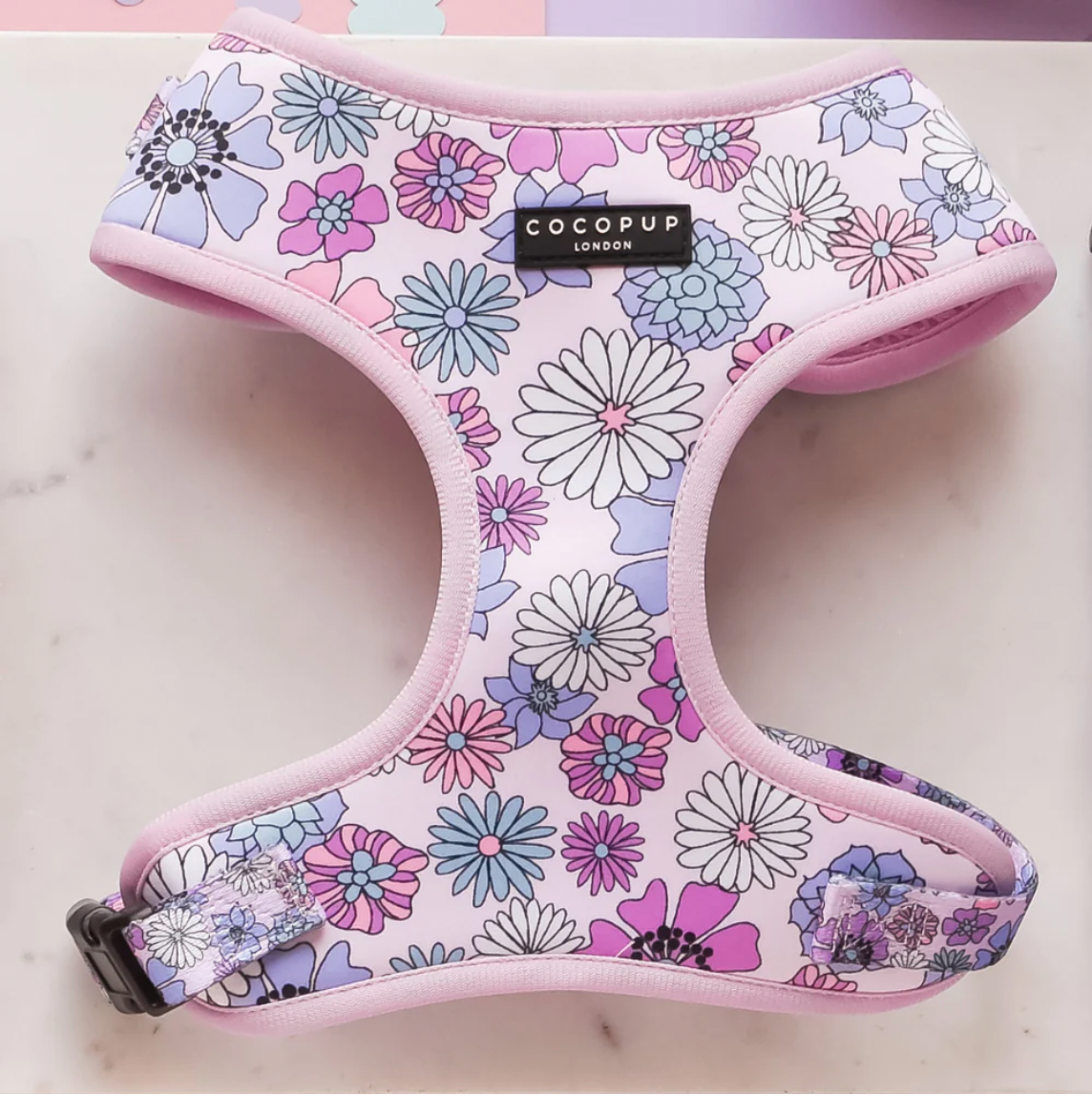 Cocopup Pastel Flowers Adjustable Neck Harness