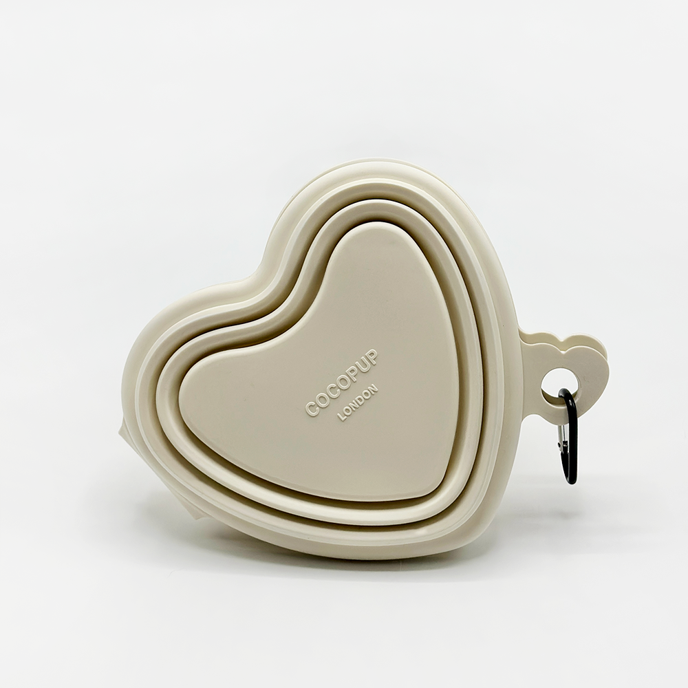 Cocopup Heart Collapsible Bowl - Cream