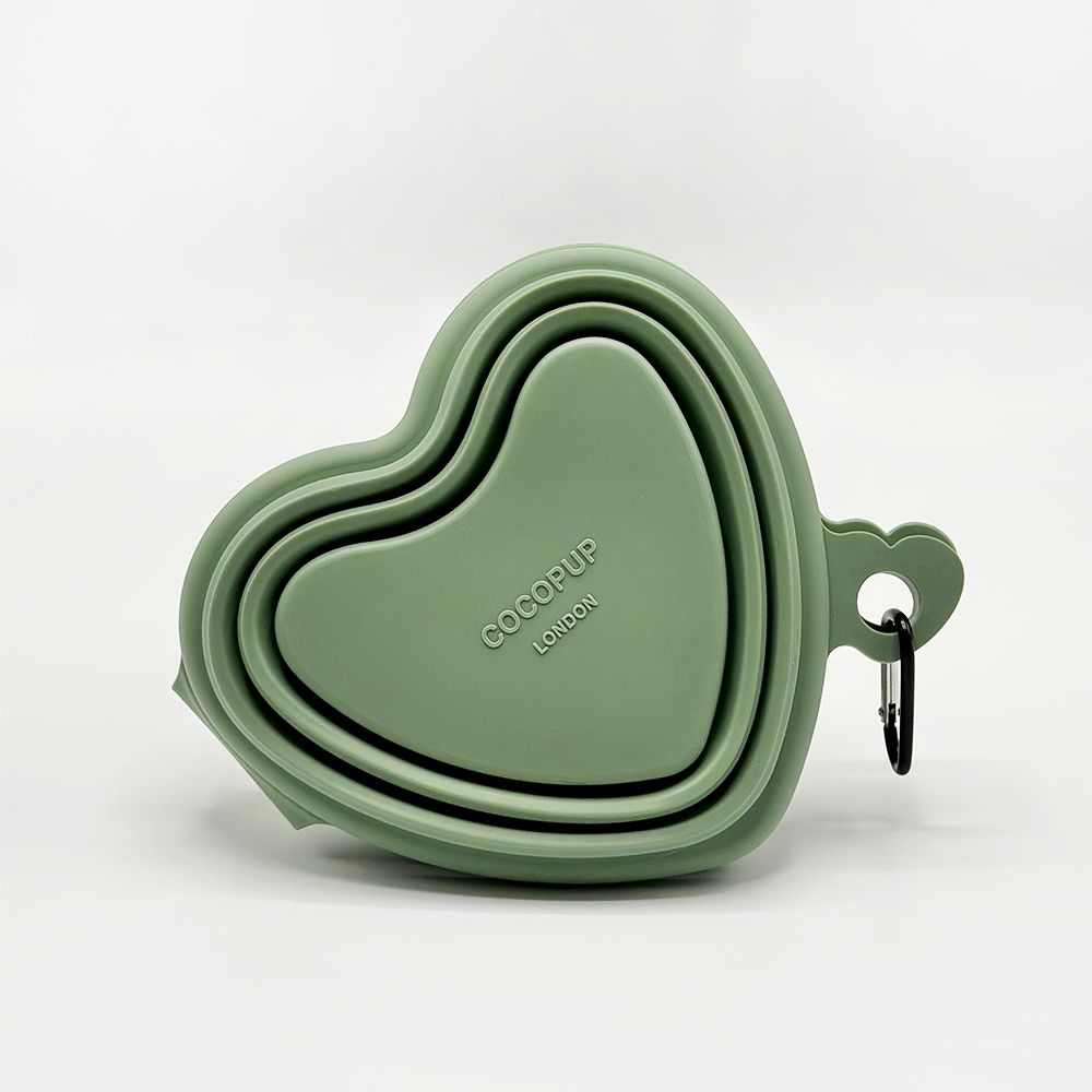 Cocopup Heart Collapsible Bowl - Sage