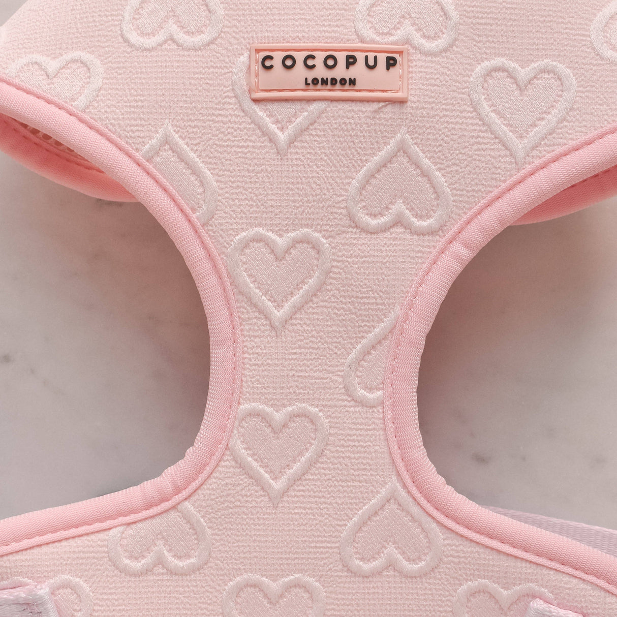 Cocopup Luxe Adjustable Neck Harness - Baby Pink Heart