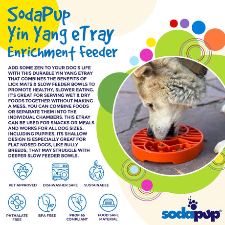 Sodapup Yin Yang Design Shallow eTray Enrichment Slow Feeder Tray for Dogs